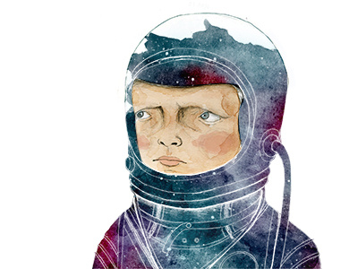 Astronaut astronaut boy illustration pencil sky space stars watercolor
