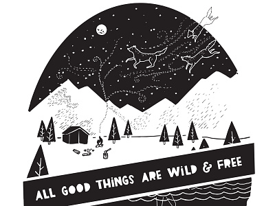 Wild & Free apparel design camping graphic illustration typography wildlife