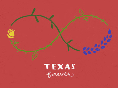Texas Forever bluebonnet design handlettered illustration lettering texas yellow rose