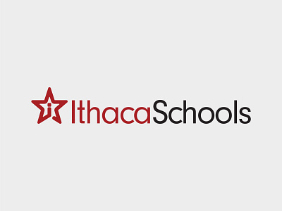 Ithaca Schools Lockup branding i lettermark logo star typography