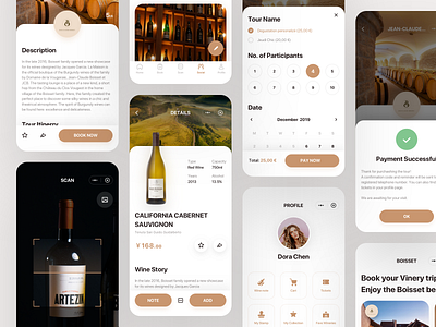 BOISSET WeChat Mini Mpp app book icon mobile mobile app order payment profile red wine scan select share social successful ticket ui wine winery