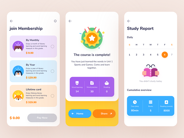 The second part of the ROSEN Learning Reader app by Tenney Tang on Dribbble