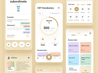 Tree Ring Words App Part 01 app application applications card control center education folder homepage icon mobile mobile app product design progress progress bar ui ux words