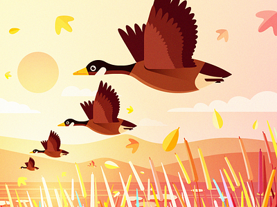 Geese Fly South animal bird design illustration