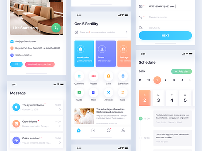 The Main Interface Design Of Gen 5 Fertility app branding clinic customer service home icon illustration ios logo medical message notice schedule the calendar the hotel the order typography ui ux web
