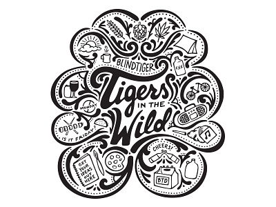 Tigers in the Wild craft custom fun hand done illustration ink pen seattle washington