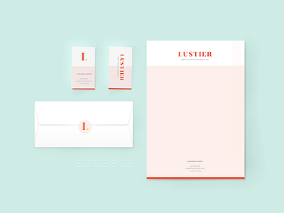 Lustier Collateral collateral line lustier office supplies pink and red sophisticated logo