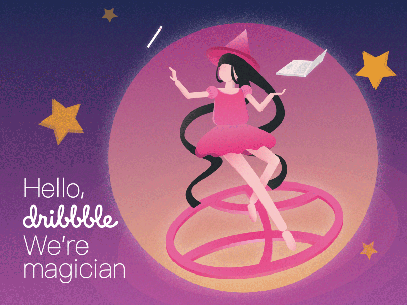 We Are All Magician gif hello illustration，star， girl magic magician