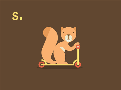 Scooter Ridin' Squirrel alphabet animals cute flat scooter squirrel vector