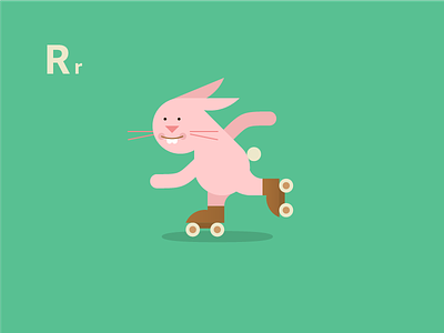 Roller Skatin' Rabbit alphabet animals cute flat rabbit roller skating vector