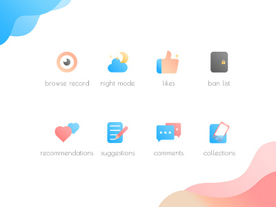 Icons app branding color colorful design icon identity illustration mobile palette set settings social app ui vector web website