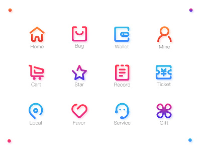 Online Store Icons app branding color colorful design flat icon icons illustration logo set ui vector