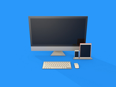 Devices 3d cinema 4d imac ipad iphone low poly
