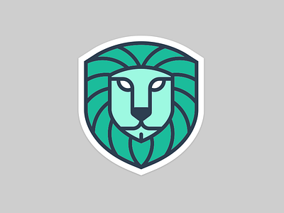 Lion Shield animal brand design green illustration logo