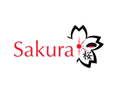 Sakura Logo art branding colour design graphic design logo sakura shapes sushi sushi bar thirty logos vector
