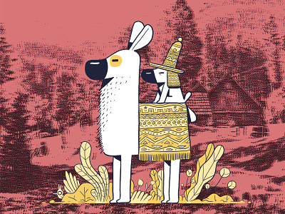 Dogu Llama collage dog dog illustration dogu drawing illustration polish