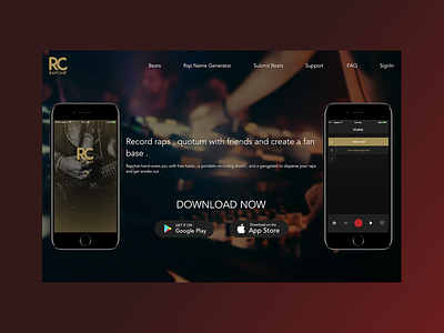 Rapchat Landing Page blackred music rappers ui ux websitedesign