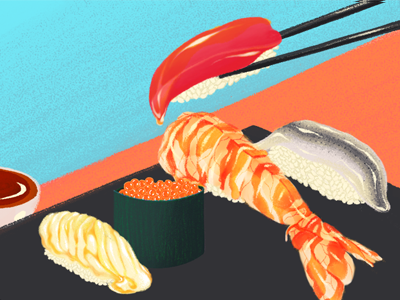 Dreams of Sushi asian cuisine first shot fish food illustration japan japanese food jiro nigiri soy sauce sushi