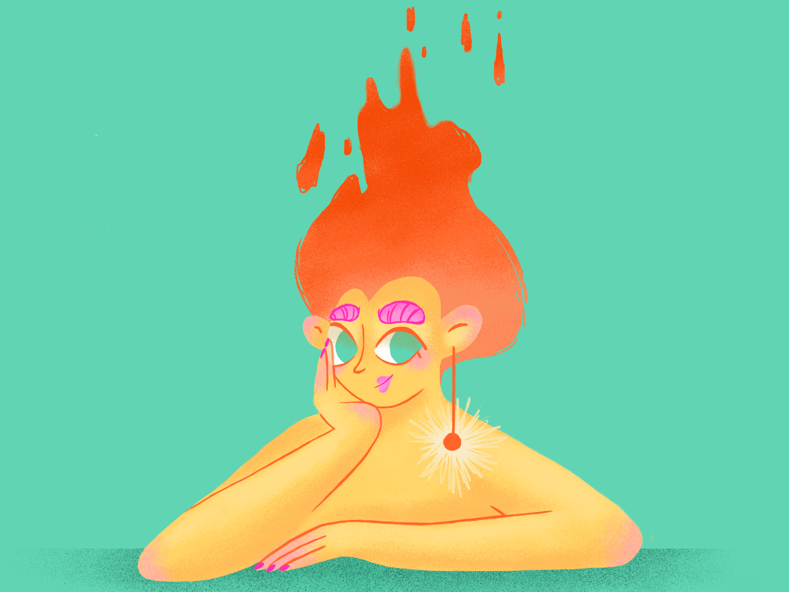 Fire Hair animation character design fire girl hair illustration photoshop