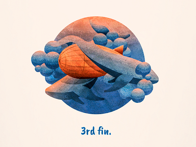 "3rd fin" 3rd wheel blimp illustration sea sea creatures textured vector whale zeppelin