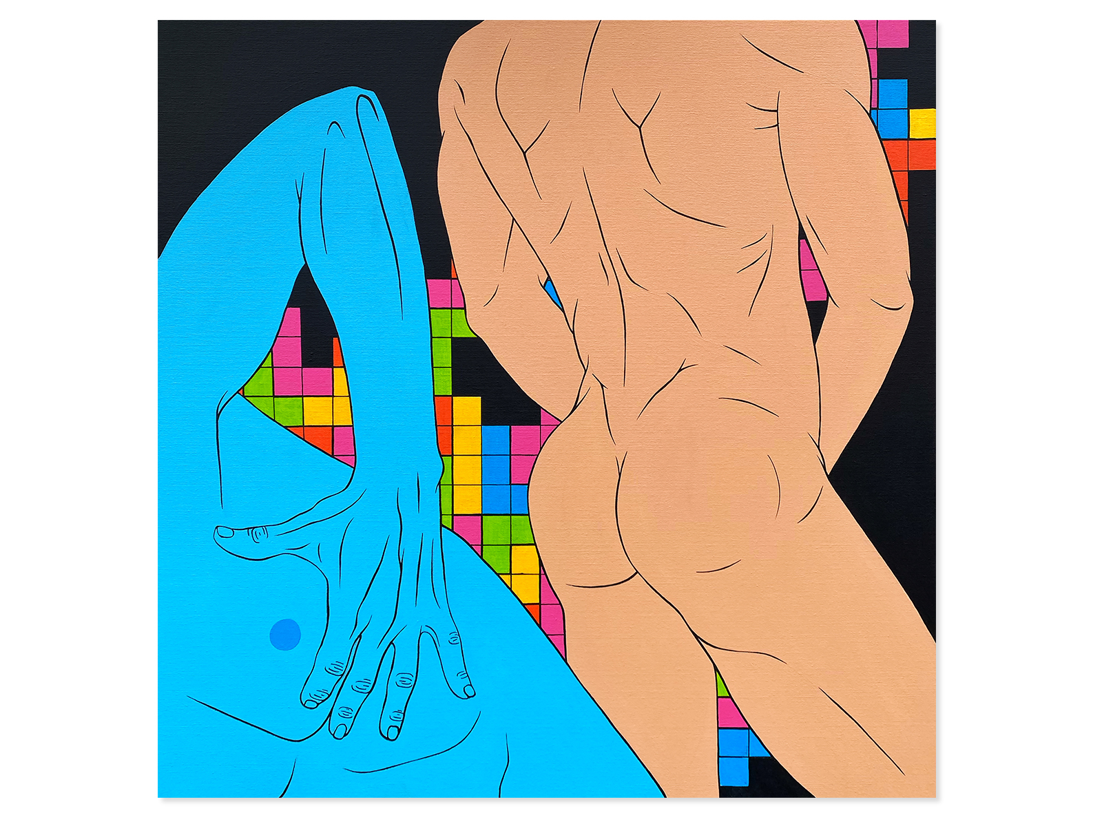 Game Over art body erotic gay lgbt lgbtq love men nude painting portrait positive tetris