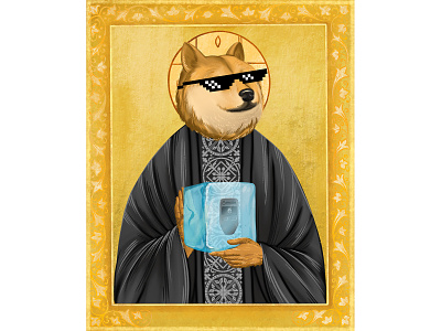 NFR Art - 3, Dogecoin art cryptocurrency dogecoin drawing face graphic holy icon illustration nft ortodox portrait prophet