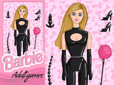 Barbie Adult Games - 4 art barbie bdsm beauty doll drawing erotic face graphic illustration love pink portrait sexy