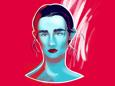 Marta beauty blue face illustration portrait red woman