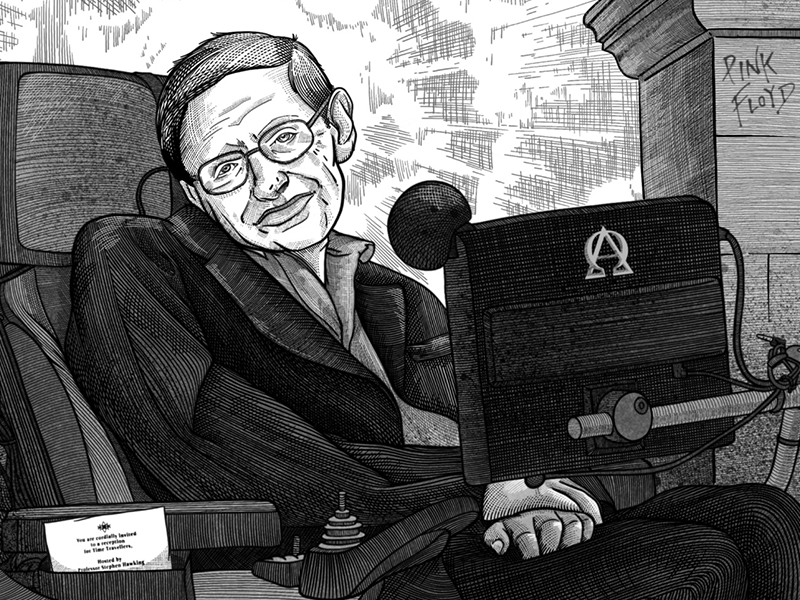 Portrait of Stephen W. Hawking black line graphic face estamp gravure hawking stephen hawking portrait
