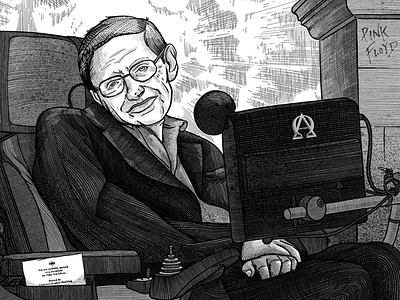 Portrait of Stephen W. Hawking black estamp face graphic gravure hawking line portrait stephen hawking