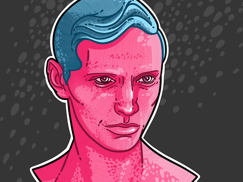 Pink Boy hipster man graphic blue beauty pink drawing art illustration face portrait