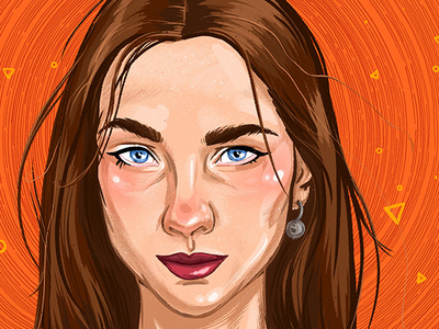 Self portrait art beautiful beauty circle design drawing eyes face girl graphic illustration love orange pink portrait red selfie vector woman