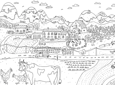 coloring book: the farm animals art blackandwhite children childrens book childrens illustration coloring coloring book coloring page contour design digital farm illustration lineart minimalistic nature photoshop vector wip