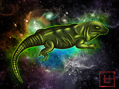 Iguana In Space design iguana illustration radioactive space trippy