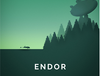 Star Wars inspired Endor Poster Art art design digital art endor graphic design illustration minimalist movie poster space star wars star wars art