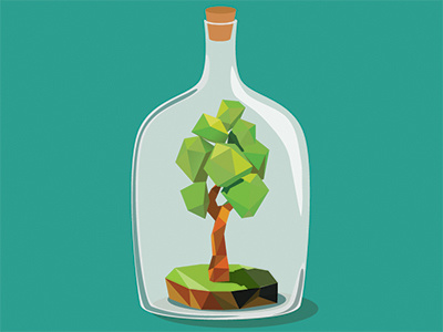 Tree bottle concept eco flora forest low polly preserve save tree vector wood