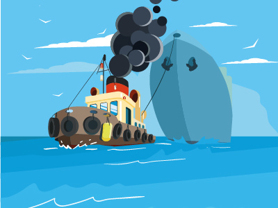 Tug Boat Vector Illustration by Alexey Shkitenkov on Dribbble