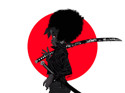 BLACK DAHLIA afro art black woman character character design dessin digital illustration drawing illustration illustration art japan katana samurai woman