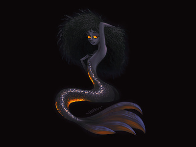 BLACK MERMAID art character character design creature dessin drawing illustration illustration art mermaid sirene
