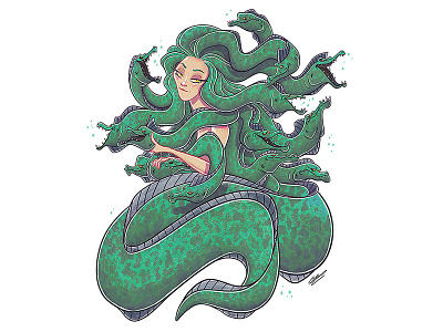 MEDUSA MERMAID drawing eel illustration medusa mermaid moray mythology siren