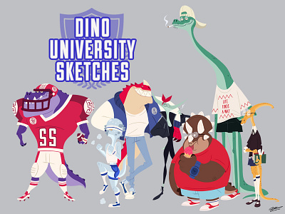 DINOS UNIVERSITY SKETCHES character concept design dinos dinosaurs drawing illustration university