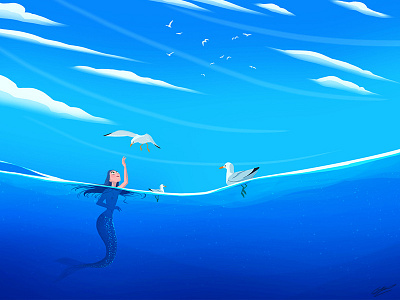 OCEAN MERMAID drawing illustration mermaid mythology ocean sea siren woman