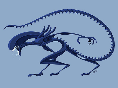 Alien alien drawing fanart illustration monster movie ridleyscott scifi