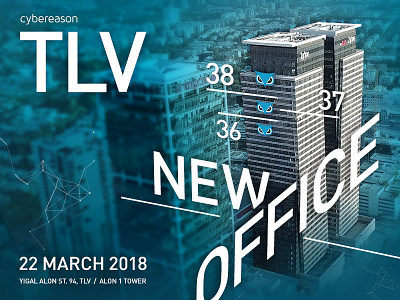 Coming Soon! Cybereason TLV New Office. building city cybereason floors isometric office owl perspective poster tlv tower typo
