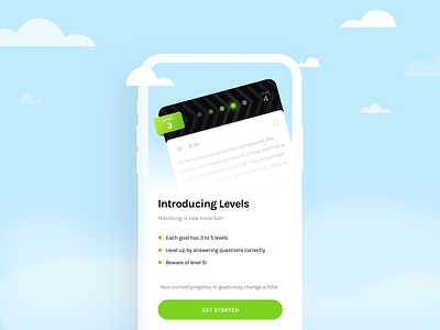 Levels introduction cloud fun get started illustration introduction level level up practice question sky ui ux
