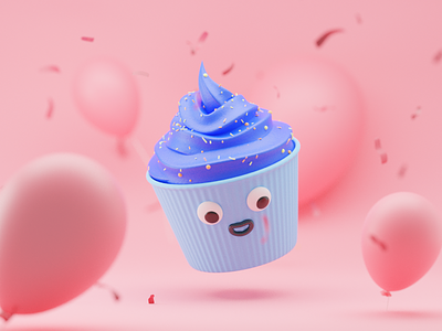 Ice cream 3d 3d modeling balloon blender celebration confetti design fun icecream illustration render ui ux