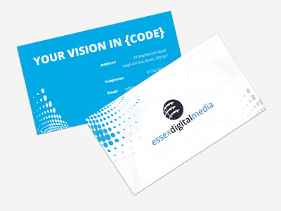 Business Card Design for Essex Digital Media blue branding business card colours design identity