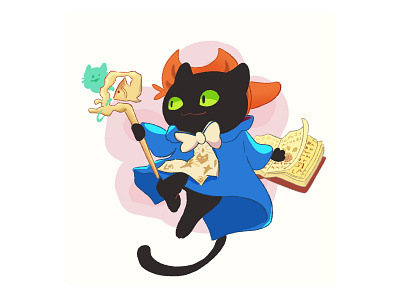 Magical Kitty cat character art character design colorful design drawing halloween illustration kitten magic photoshop spell