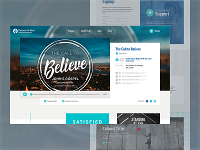 Discover the Word audio player church concept modal player redesign ui ux web web design website wordpress