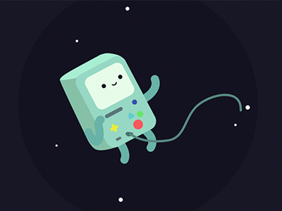 BMO in Space adventure time animation anti gravity bmo bmore design fan art flat floating gif graphic design illustration space tribute vector